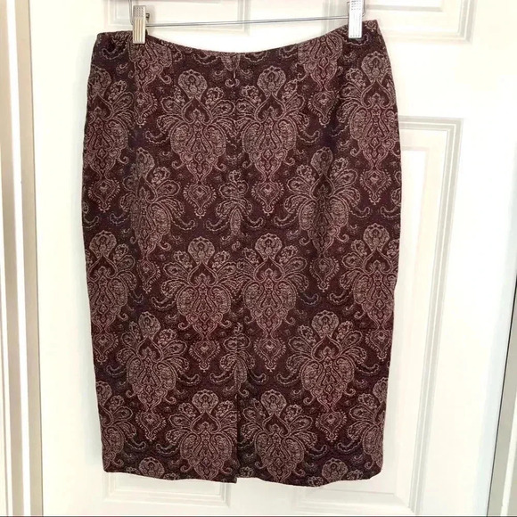 Vintage 𝅺Signature by Larry Levine maroon paisley pencil skirt size 10 L or XL‎ - Picture 5 of 10